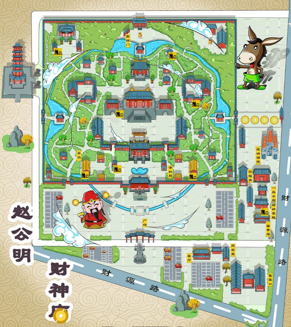 瑶海寺庙类手绘地图